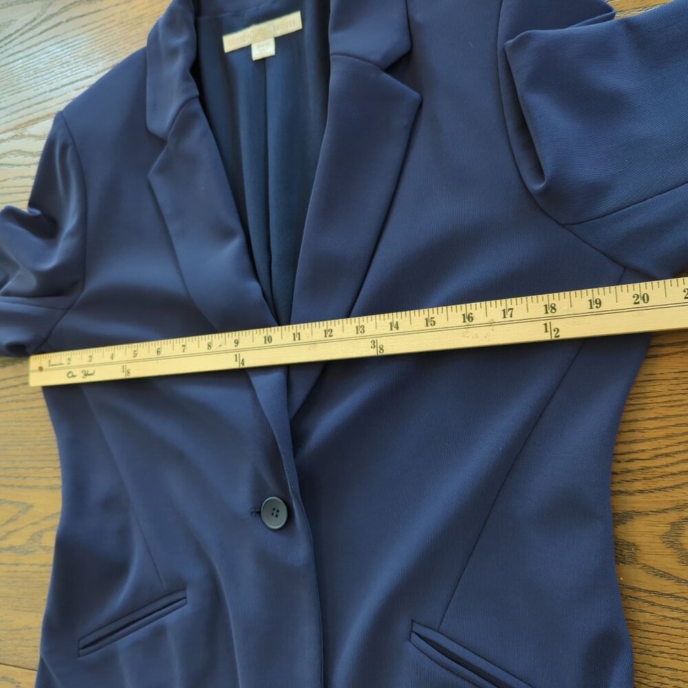 Boston Proper Blue Blazer Size 14 One button Comfortable Career Slat Pockets - Picture 11 of 16